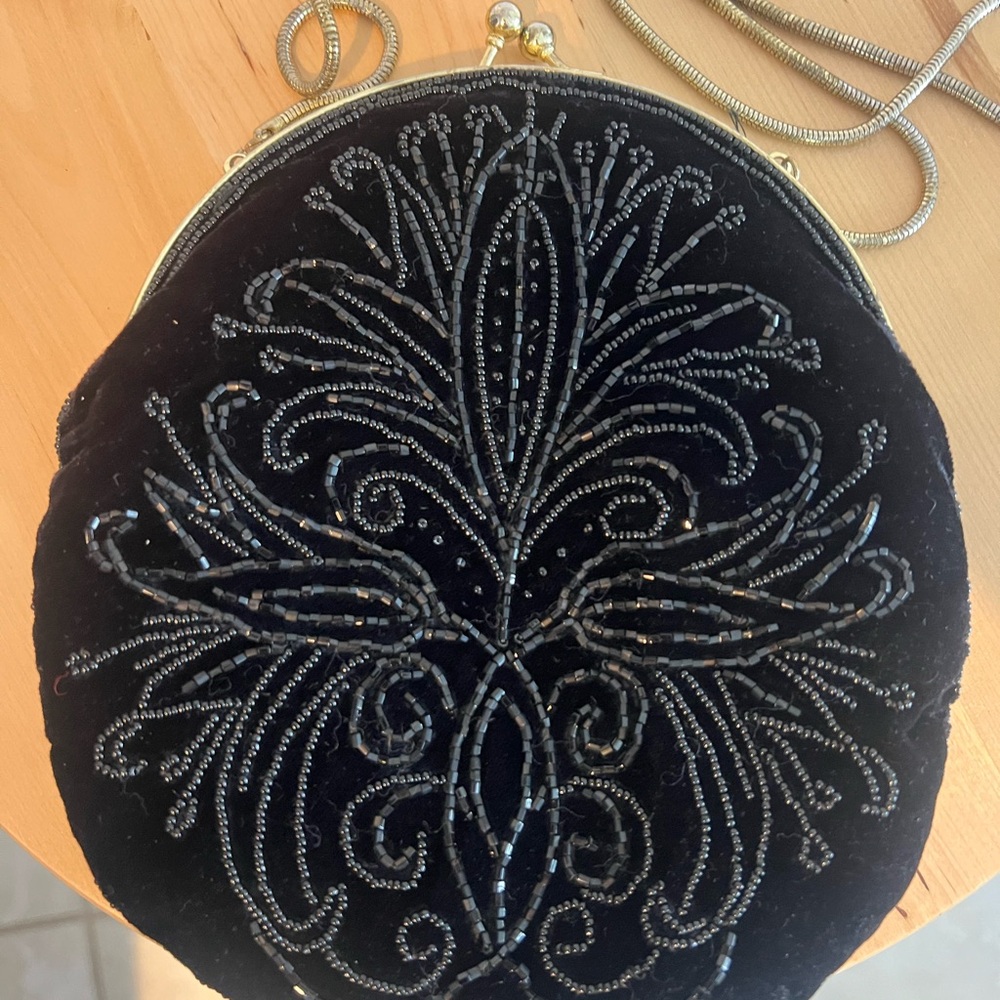 Elegant Black Beaded Evening Bag